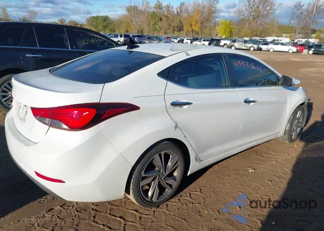 2016 Hyundai Elantra Limited z USA, uszkodzony, nr VIN 5NPDH4AE3GH659036